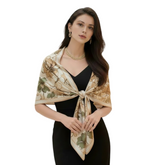 180x90 Seidenschal beige Blätter Motiv N322